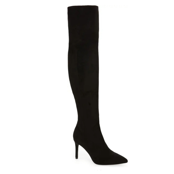 Sexy Chic Jeffrey Campbell Black Microsuede OTK Boots - Picture 2 of 13
